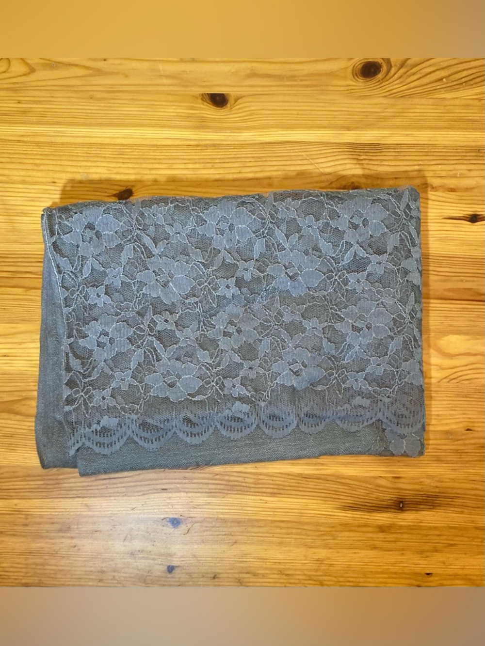 Romantic Grey Gauzy Floral Lace Scarf Shawl - Picture 5 of 6